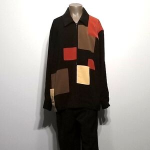 Stylish & Vintage 2pc Black Zip-Up Jacket suit set by M2 by Morvati